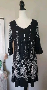Reborn Puff Sleeve Black Jersey Dress Size XL NWT - Picture 1 of 13