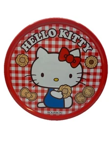 Sanrio Hello Kitty Bourbon Cookies Empty Tin Can Red Steel - Picture 1 of 3