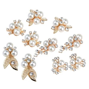 10pcs Diamante Rhinestone Crystal Pearl Embellishments Buttons for DIY Craft - Picture 1 of 7
