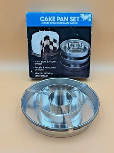 METALLIC VINTAGE SCHACHBRETT KUCHENFORM SET IN BOX - Bild 1 von 6