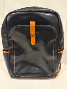 Bostanten Zaino in Pelle Nero Marrone Borsa per Laptop Tasche - Difetto - Foto 1 di 12