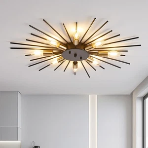 Semi Flush Mount 8 Light Gold Chandelier Sputnik Ceiling Metal Ceiling Light ... - Bild 1 von 8
