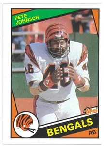 Carta Calcio 1984 Cincinnati Bengals Pete Johnson Topps Chewing Gum NFL  - Foto 1 di 2