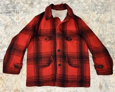 Vintage Soo Woolen Mills 50s Red Black Buffalo Plaid Hunting Jacket Sz 40-42 USA - Image 1 of 4