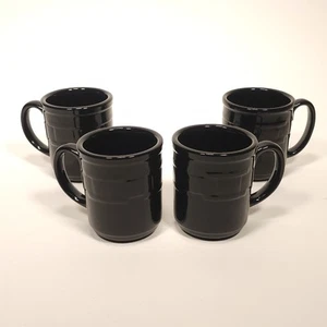 4 Longaberger Keramik Tassen Schwarz Ebenholz Gewebt Traditionen Kaffeetassen Set 12 Unzen - Bild 1 von 17