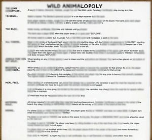 Wild Animalopoly INSTRUCTIONS MANUAL RULES Animals Monopoly Replacement Parts - Picture 1 of 1