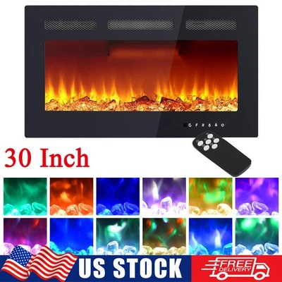 30" Electric Fireplace Recessed Insert or Wall Mounted Standing Electric Heater - Image 1 of 4