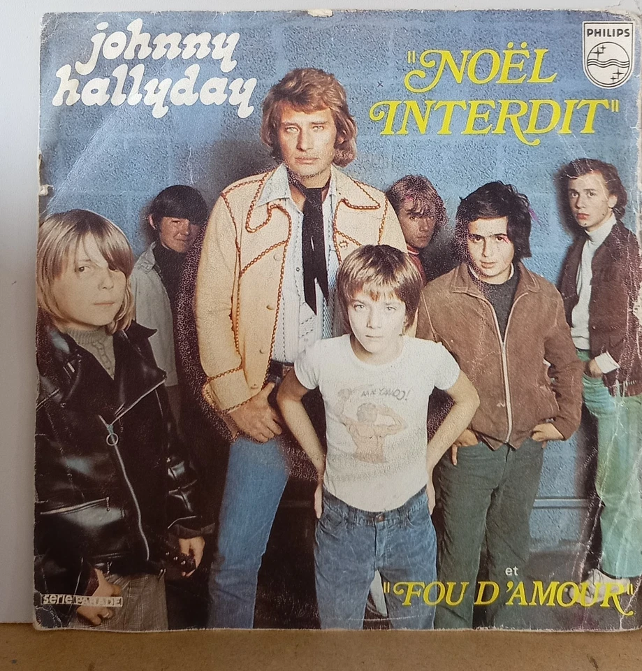 Disque vinyle 45 tours Johnny Hallyday : Noel interdit / Fou d'amour - Photo 1/1