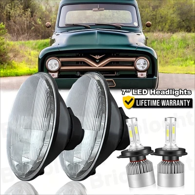 Par de faros LED de 7 pulgadas H4 A++ para camioneta Ford F100 F250 F350 1953-1977 Foto 1 de 4