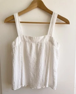 Anthropologie Grade And Gather  Bow Back Tank Top Cotton White Sz Small Boho - Picture 1 of 6