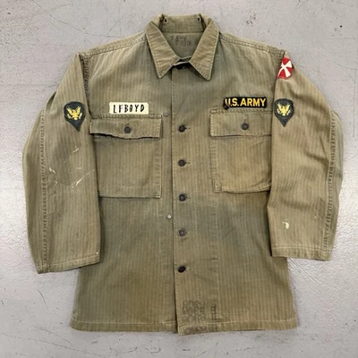 Vintage 40s WW2 M43 HBT US Army Field Jacket Shirt Military 13 Star - Image 1 of 4
