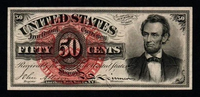 50c 1869-75 4th Issue CRISP XF+/AU LINCOLN Fractional Currency! - Image 1 of 2