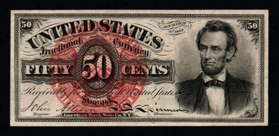 50c 1869-75 4th Issue CRISP XF+/AU LINCOLN Fractional Currency! - Image 1 of 2