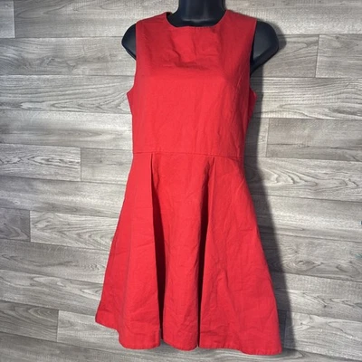 Vestido Kate Spade Saturday Rojo Alto Riesgo Sin Mangas Plisado Calce y Acampanado Talla 4 Foto 1 de 4