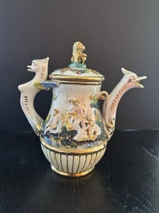 Capodimonte Cherub And Dragon Serpent Demitasse Teapot  - Picture 1 of 6