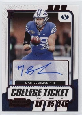 2021 Panini Contenders Draft Picks College Game Ticket Red Matt Bushman Auto - Image 1 of 2