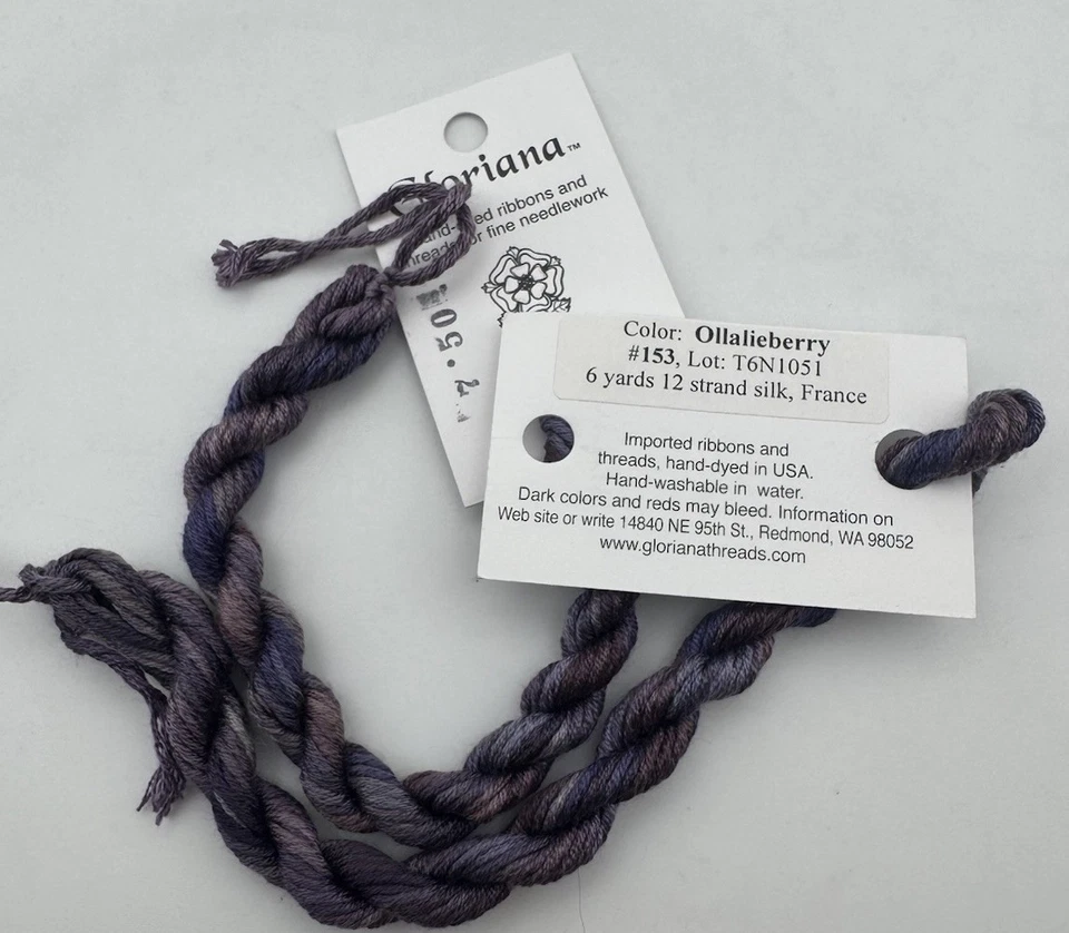 Gloriana 12 Strand Silk Floss For Needlework-2 Skeins/6 Yd Each-Ollalieberry - Image 1 of 2