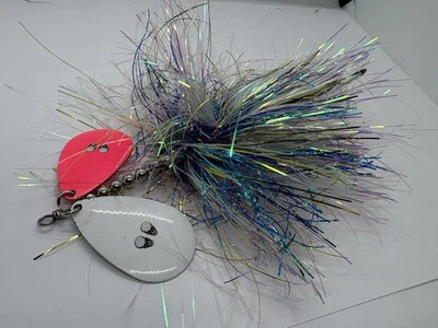 9” Dadson Blade Baits Pink White Frozen FTFF! Bucktail Musky Lure - Image 1 of 4