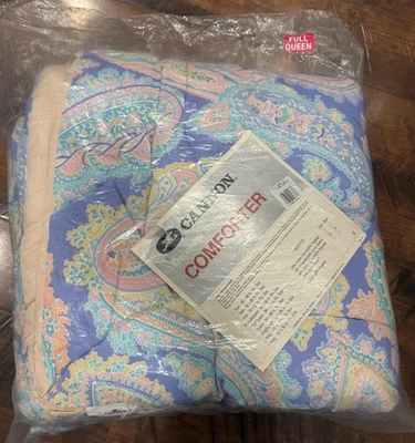Edredón vintage CANNON retro años 90 rosa pastel reina completo 86” x 86” sellado EE. UU. Foto 1 de 4