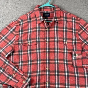 Lucky Brand Flannel Button Shirt Men's XL Red Plaid Workwear Causal Cabincore - Picture 1 of 10