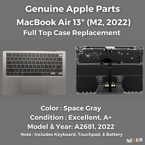 OEM Apple MacBook Air 13” M2 2022 A2681 Keyboard Housing + Battery - Space Gray - Picture 1 of 5
