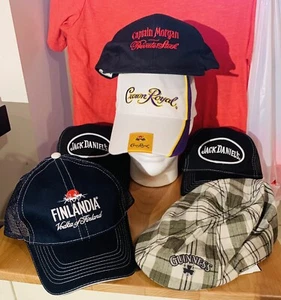 Jack Daniels, Crown Royal, Captain Morgan, Etc Vintage Trucker 6 Hat Lot. NEW - Picture 1 of 12