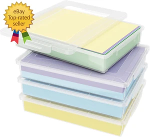 Confezione da 4 scatole di immagazzinaggio multiuso in plastica con coperchi di chiusura, trasparenti A4, 8,5" X 11 - Foto 1 di 12