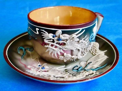 MORIAGE Dragon Cup & Saucer Rare Occupied Japan Hand Painted, 1940s - Image 1 of 4