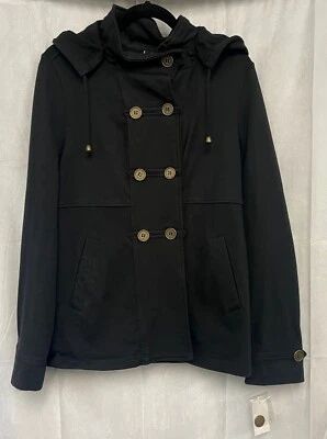 Ambition Women's Knit Hooded Jacket Size XL Black New Stretch Pockets Wrap Coat - Image 1 of 4