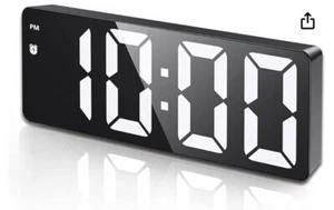 AMIR Digital LED Alarm Clock for Bedroom – Modern Corded Table Clock Black - Picture 1 of 7
