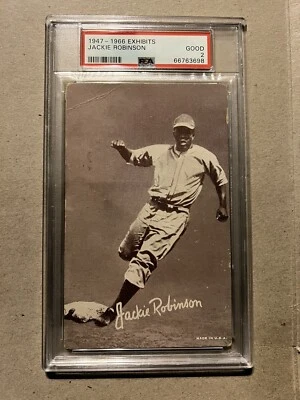 1947-1966 EXHIBITS JACKIE ROBINSON PSA 2 GOOD BROOKLYN DODGERS HOF BASEBALL CARD - Image 1 of 3