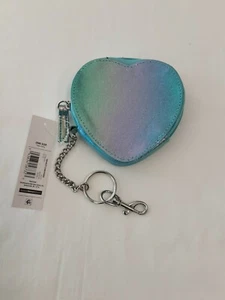Girls Opal Iridescent Heart Shape Coin Purse/Wallet W/Zipper & Clip BNWT! - Picture 1 of 7