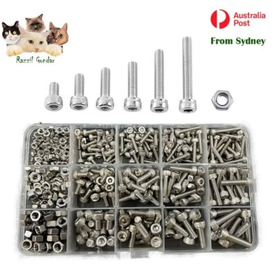 500 Pcs Stainless Steel Set Screws & Nuts Socket Head Assortment Set M3 M4 M5 - image 1 of 4