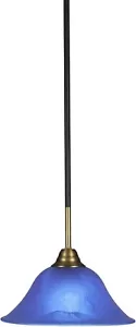 Blue Italian Toltec Lighting Paramount 1 Light Mini Pendant in Matte Black & Br - Picture 1 of 4