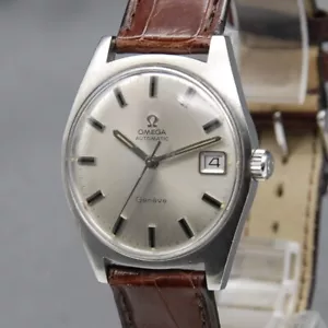 【 N MINT 】 OMEGA Geneve Cal.565 166.041 Silver 34mm Date Vintage AT Men's Watch - Picture 1 of 18