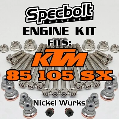 KIT DE PERNOS DE MOTOR NÍQUEL WURKS KTM 85SX 105SX CUBIERTA DE EMBRAGUE DE CÁRTER DE CULATA Foto 1 de 4