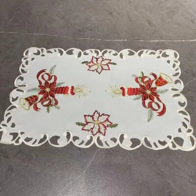 Set of 4 Christmas Vintage Embroidered Lace Placemats Doilies Table Mat 28x43cm - Image 1 of 4
