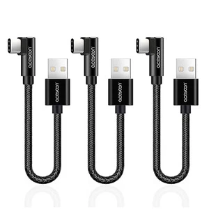 3 Stück USB C Kabel Kurz 20cm, USB C Kabel 90 Grad Winkel Nylon Geflochtenes 3A - Bild 1 von 6