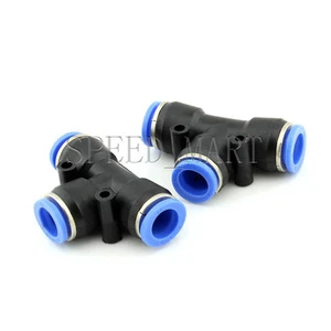 2 x T-junction PE10 Pneumatic Air 3 Way Quick Fittings Connector 10mm Tube Hose - Picture 1 of 1
