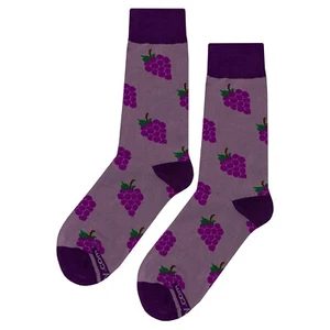 NWT Grape Dress Socks Novelty Men 8-12 Purple Crazy Fun Sockfly - Picture 1 of 4
