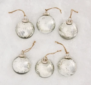 Pottery Barn Christmas Tree Ornament Cut Glass  Antique Silver Set Of 6  NEW 24 - Picture 1 of 3