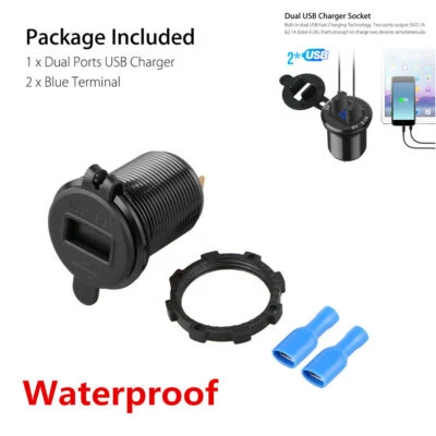 Aluminum Alloy Black Dual Port USB Car Charger LED Digital Voltmeter Accessories - Image 1 of 4