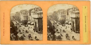Vue Stéréo PHOTO panoptique vers 1870, PARIS Boulevard Saint-Denis N°28 - Imagen 1 de 2
