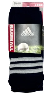 Adidas, Athletic Cushioned Solid Black OTC Socks, 2Pk. Size 13C-4Y - Picture 1 of 5