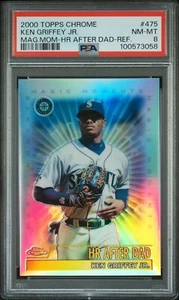 2000 TOPPS CHROME MAGIC MOMENTS-HR AFTER DAD-REFRACTOR KEN GRIFFEY JR. PSA 8 - Picture 1 of 2