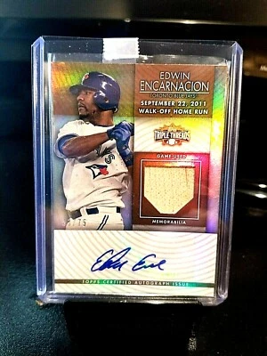 2012 EDWIN ENCARNACION TRIPLE THREADS AUTO BAT RELIC. #TTUAR-85 #53/75 MINT - Image 1 of 4