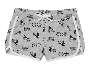 Justice Girls Dolphin Shorts Gray Size 12/14 Elastic Waist Pockets Fun Graphics - Picture 1 of 9
