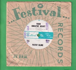 Patsy Cline Oz "sample" 45rpm single- Your Cheatin' Heart / I Can't Help It - Picture 1 of 2