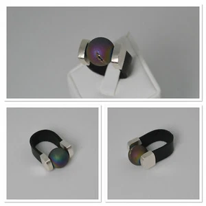 Anillo arco iris ágata druzy en plata (TALLA 56) - Imagen 1 de 1