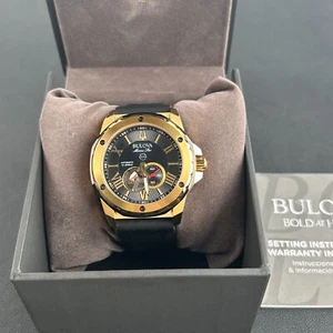 Reloj automático para hombre Bulova Marine Star esfera negra-correa de silicona negra 98A272 - Imagen 1 de 8